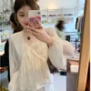 060d6dae8cd277584a1f045ea90a7f58.webp Korean womens Lace Chiffon blouse long sleeve V neck
