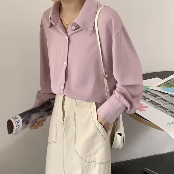 Korean ladies loose shirt long sleeves large size