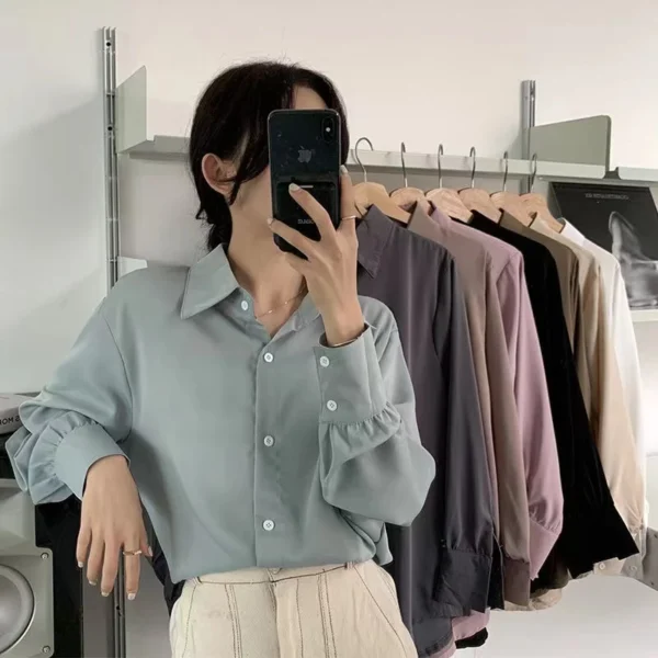 Korean ladies loose shirt long sleeves large size
