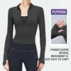 FUYOGI Sport Jacket Women Yoga Tops Zipper Long Sleeve Tight Fitness Running Gym Workout
