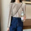 fbe991cb518740e6893633b1b5688231.webp Korean version of womens floral chiffon blouse with round collar lace stitching