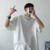 Men Oversize Tshirt Round Neck Couple Summer Korean Half Sleeve Man Top Short Sleeve Plain Shirt