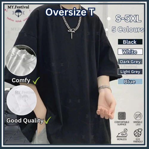 Men Oversize Tshirt Round Neck Couple Summer Korean Half Sleeve Man Top Short Sleeve Plain Shirt