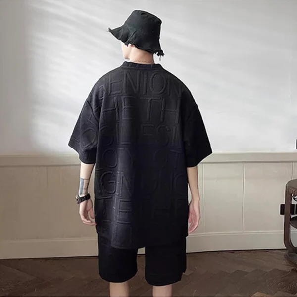 Short Sleeve Tshirt Set for men black baggy shorts Korean style casual premium quality summer sets