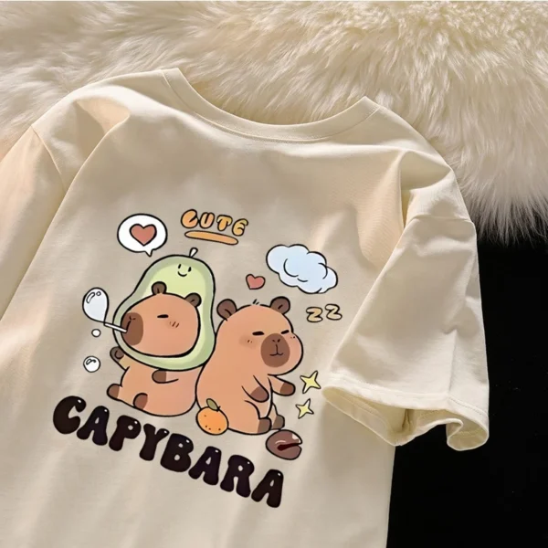 Korean women clothing  Oversized Tshirt cotton  Capibara stylish casual tops