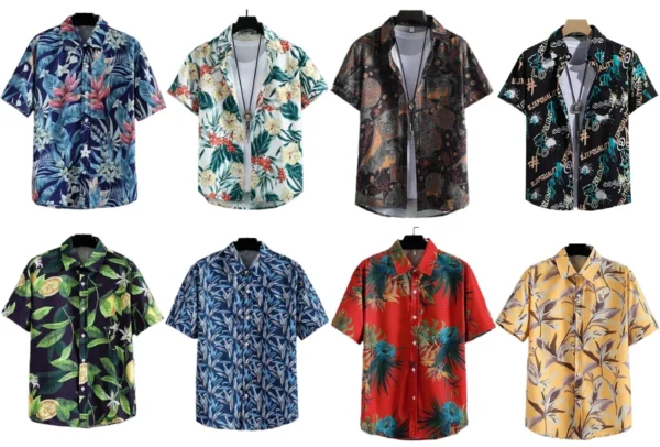 Hawaiian Shirt Mens Casual Floral Pattern Beach Loose Breathable Short Sleeve Unisex
