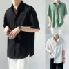 my-11134207-820la-mhree90s7hfq17.webp Multiple Colors Available Korean Style Solid Color Loose Fit Mens Shirt Stylish and Versatile Polo Shirt Casual Top
