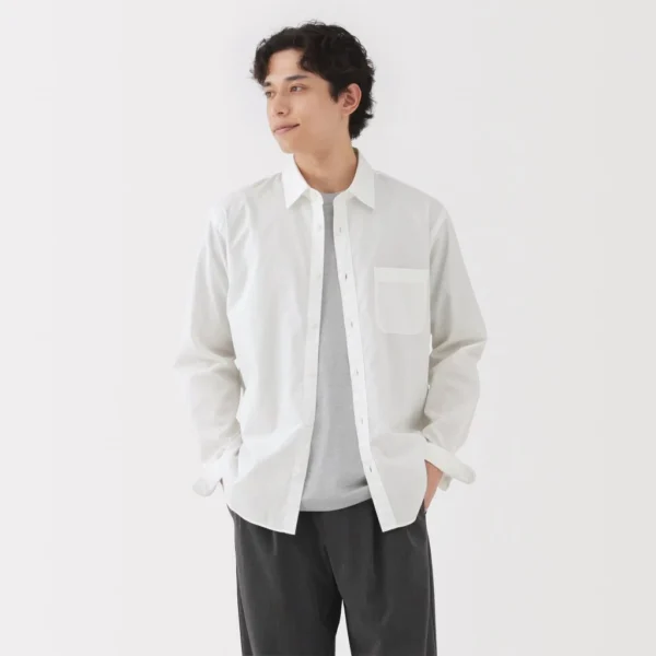 Mens Washed Broad Cloth Long Sleeve Shirt