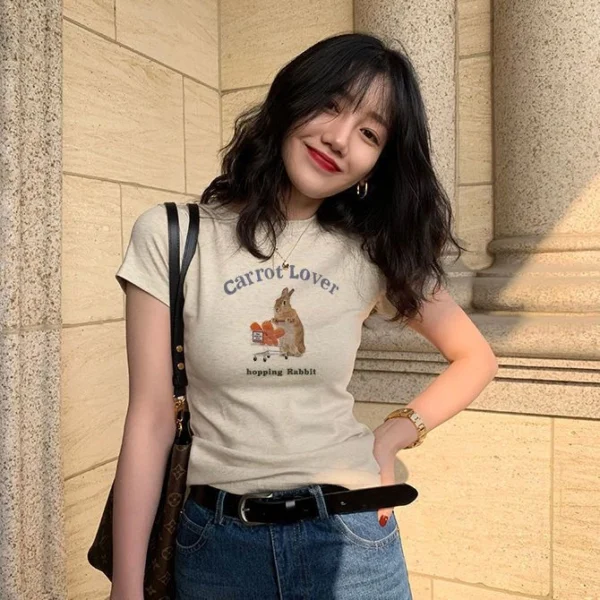 sg-11134201-22100-lkfnw82mn5iva6.webp Summer women shoulder printed cotton Tshirt short sleeve round neck slim