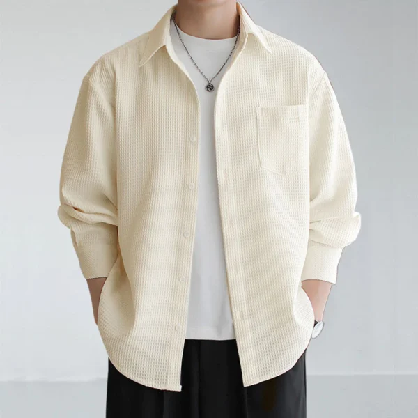 Handsome Men Shirt Casual Men Long Sleeve Shirt Korean Style Men Tops Plain Shirt