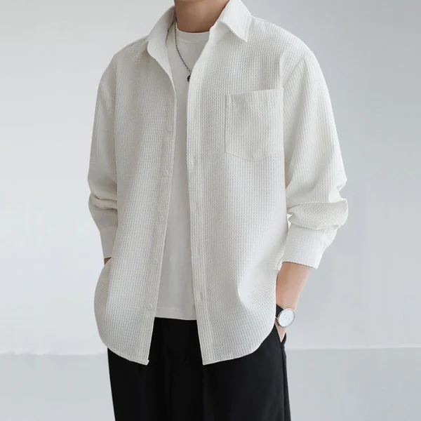 Handsome Men Shirt Casual Men Long Sleeve Shirt Korean Style Men Tops Plain Shirt