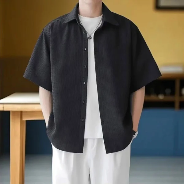 Shirt Mens Summer Plain Short Sleeve Shirt Korean Version Outdoor Couple Loose Fitting Shirt