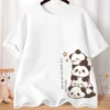Summer Cartoon Cute National Treasure Panda Sweet Printed Short Sleeve Tshirt Womens Loose Leisure Youth Student Half Sleeve Soft Bottom Oversized Shirt Top
