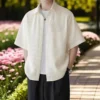 Shirt Mens Summer Plain Short Sleeve Shirt Korean Version Outdoor Couple Loose Fitting Shirt