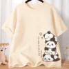 Summer Cartoon Cute National Treasure Panda Sweet Printed Short Sleeve Tshirt Womens Loose Leisure Youth Student Half Sleeve Soft Bottom Oversized Shirt Top
