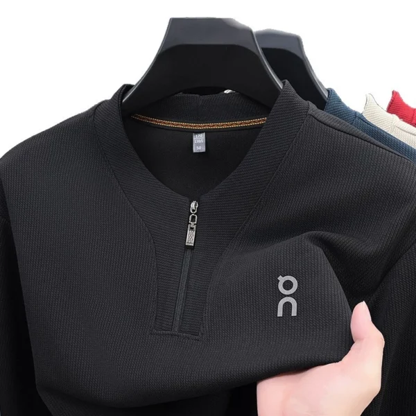 New Product Autumn Half Zipper Round Neck Sweatshirt Mens Loose Breathable Fashion Printed Thin Shirt Bottoming Shirt Hot Sale