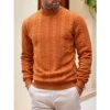 European Size Autumn Winter Sweater Daily Outdoor Casual Solid Color Fashion Jacquard High Neck Warm Sweater Men