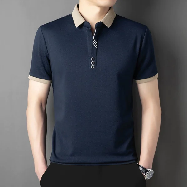 High End Summer Lapel Short Sleeved Shirt Mens Skin Friendly Breathable Casual Shirt All Match Trendy Top