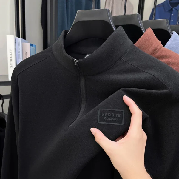 Double Sided Fleece German Fleece StandUp Collar Zipper Sweatshirt LongSleeved Mens Autumn Winter Fashion Warm Sports Base