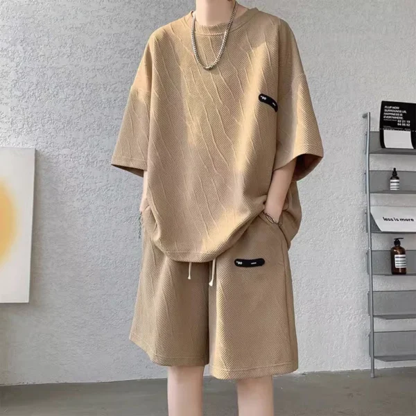 Short Sleeve Tshirt Set Men fashion Korean style casual summer loose two piece sets